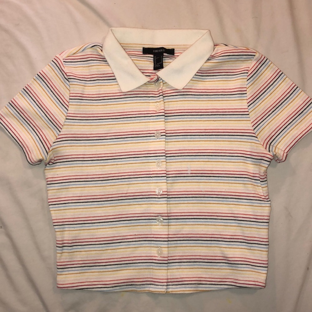 Multicolored buttoned up crop top